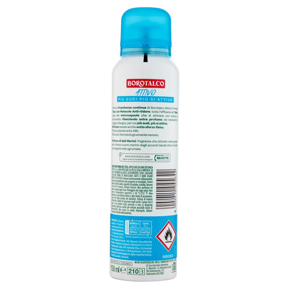 Borotalco Attivo Profumo di Sali Marini Deo Spray 150 ml